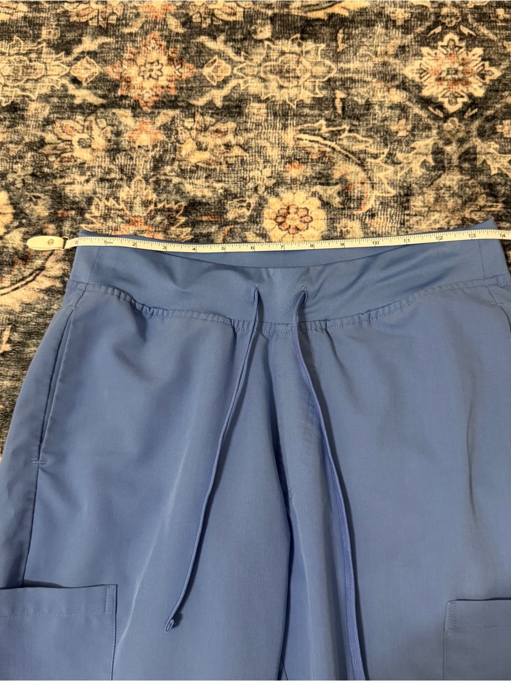 🦋 Mandala| EUC Women’s Blue Scrub Jogger Pants Size Small Cargo Stretch Medical - Picture 8 of 9